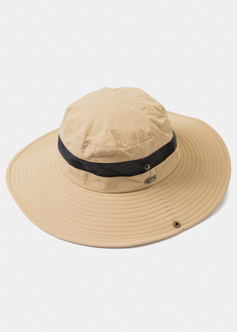 Beige Active Bucket Hat w/ See-through Detail